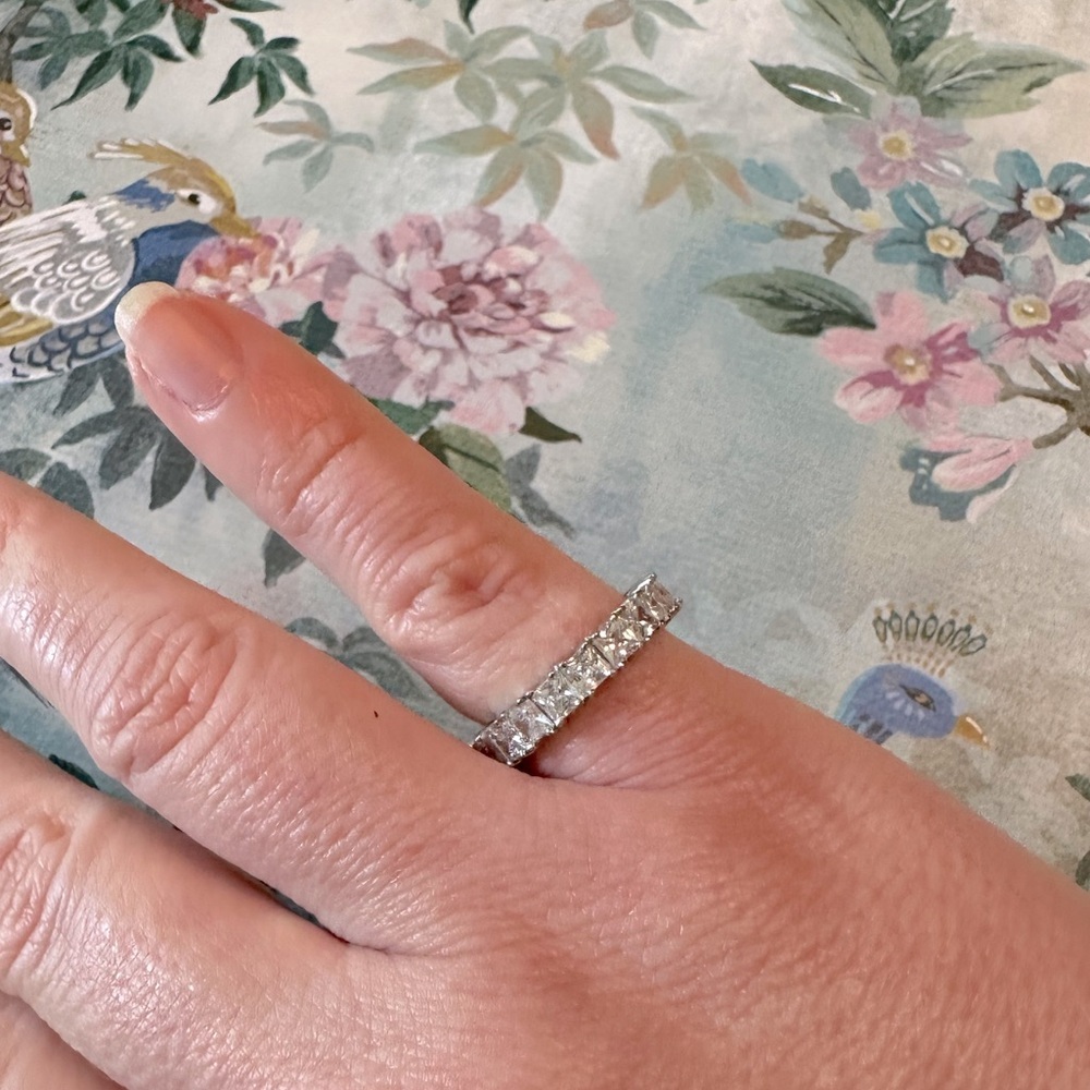 CZ Princess Cut Eternity Band Ring SZ 5 3/4 Josie Park Lane Jewelry Silver Tone - Picture 6 of 7